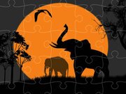 Elephant Silhouette Jigsaw Game Online